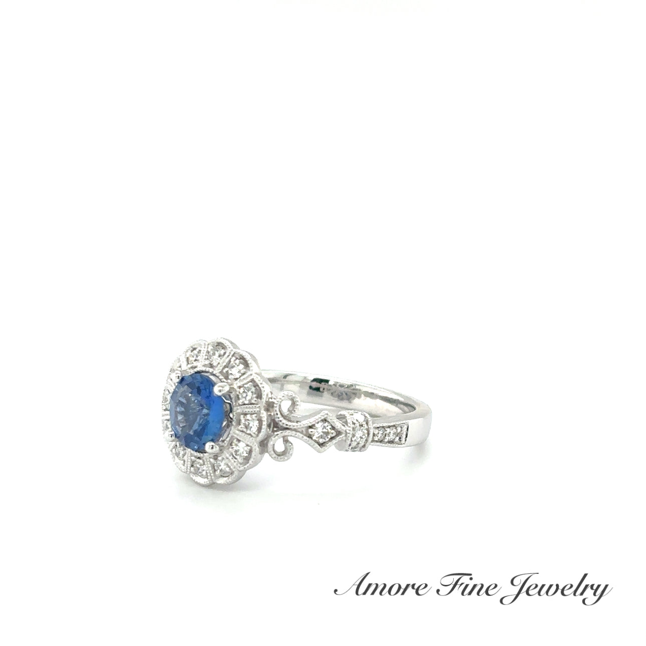 Ornate Sapphire Diamond Ring