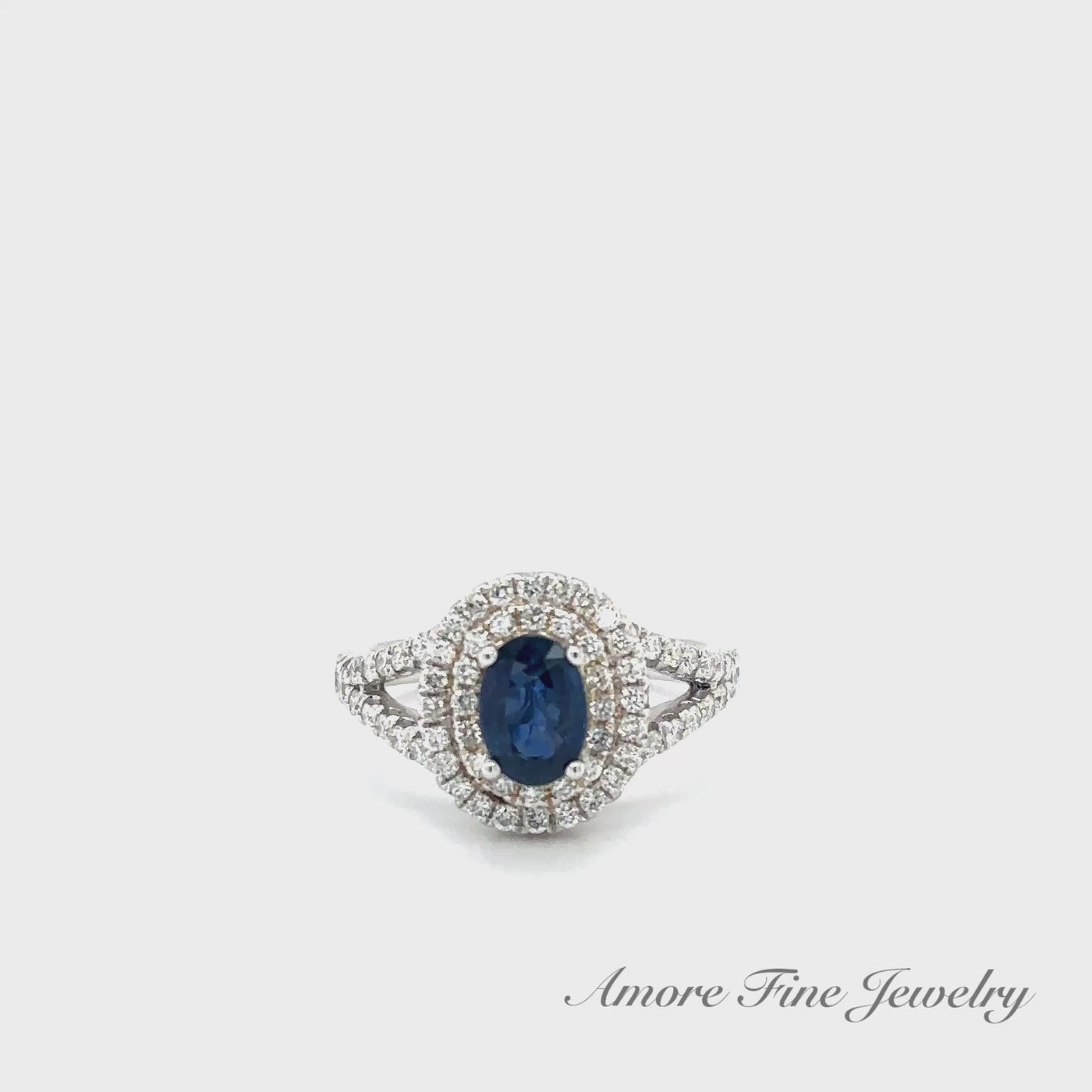 Double Halo Sapphire Diamond Ring