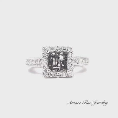 Halo Diamond Engagement Ring Setting In 14kt White Gold
