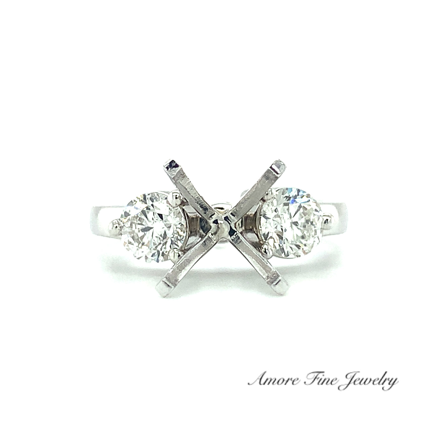 Two Round Diamonds 1.01 Carat Engagement Ring Setting