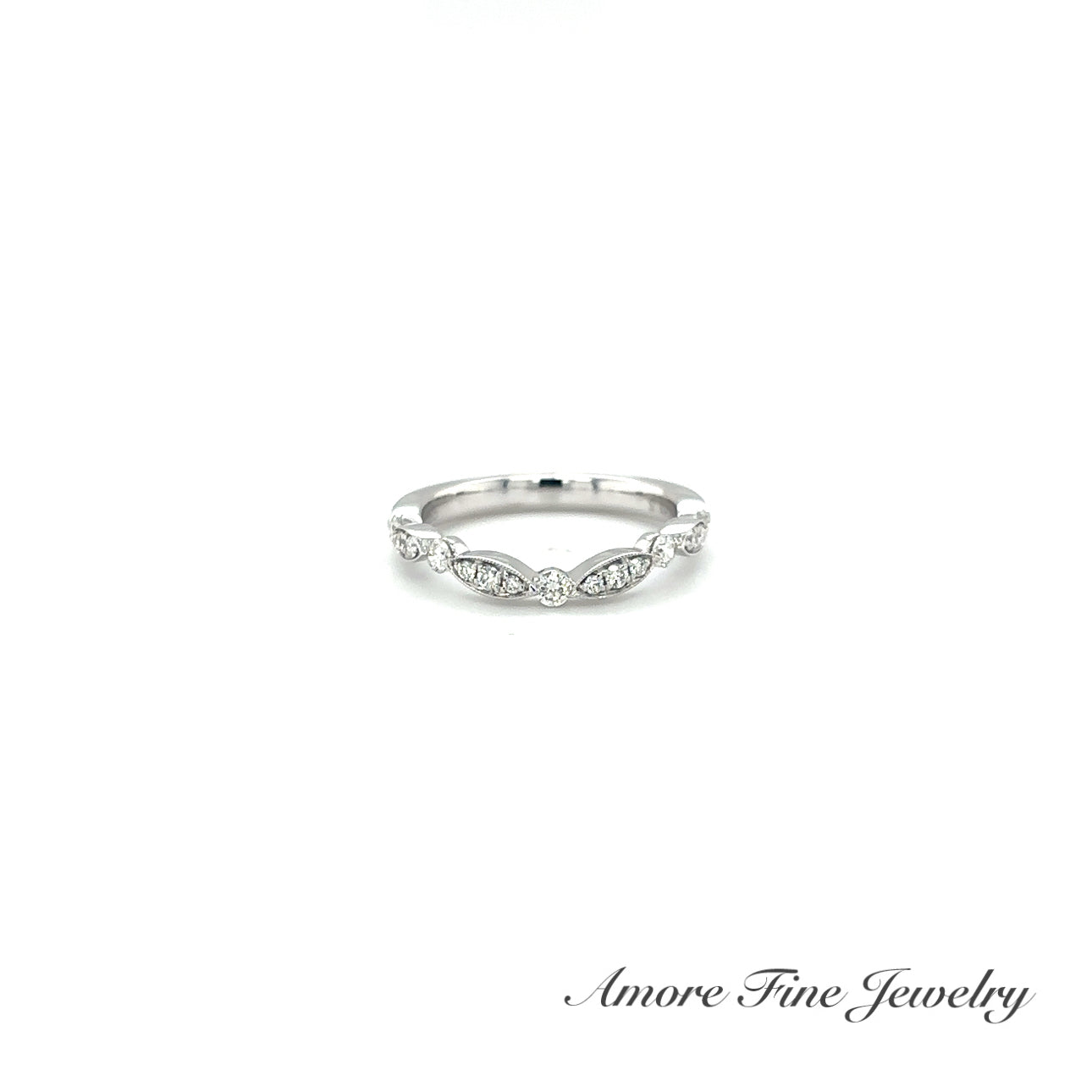 Curved Cluster Diamond Wedding Band