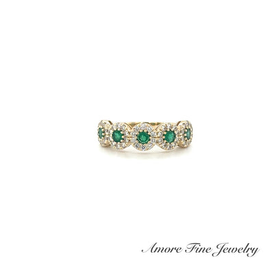 Fancy Emerald Multi Halo Ring