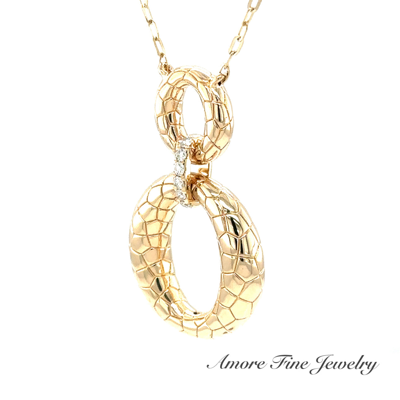 Double Oval Necklace with Pave Link