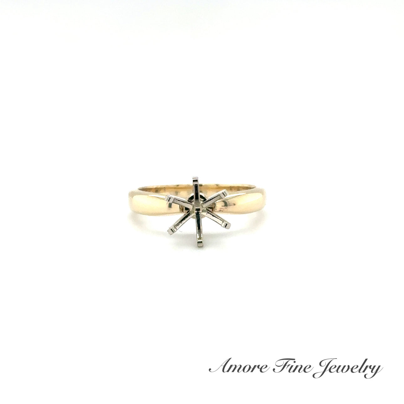 Tapered Six Prong Yellow Gold Engagement Ring