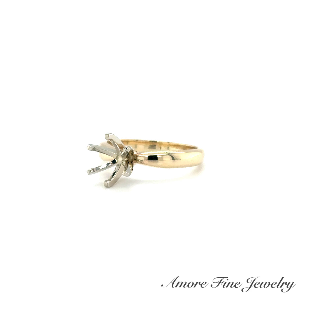 Tapered Six Prong Yellow Gold Engagement Ring