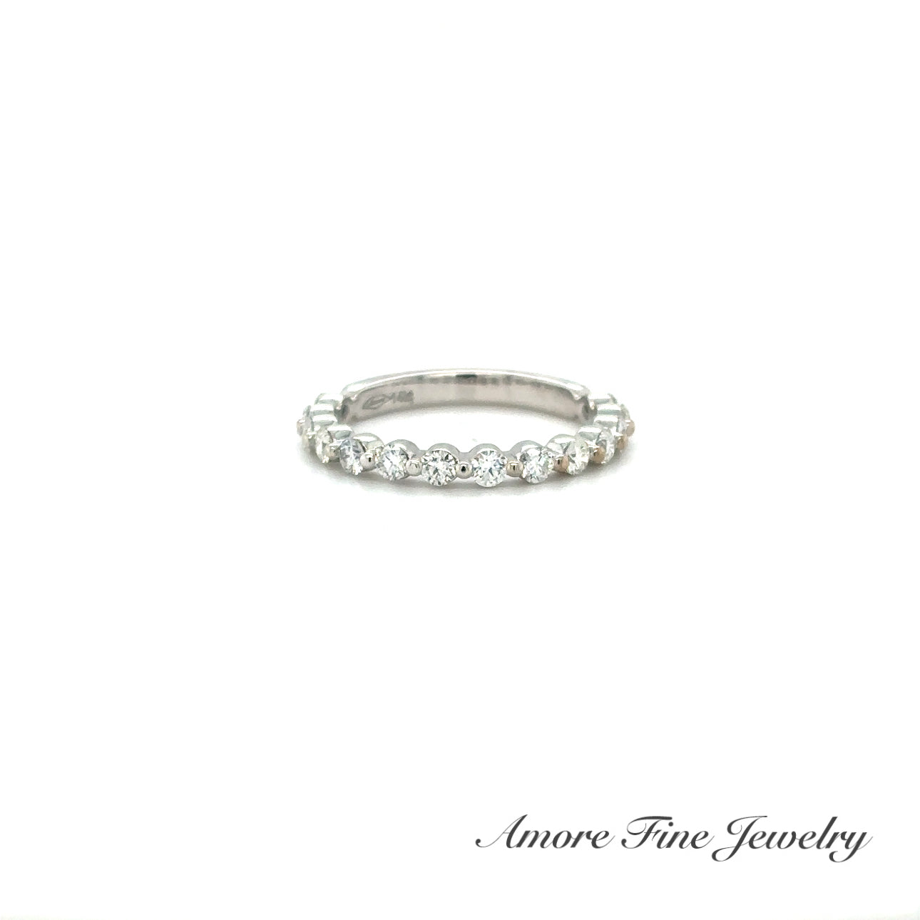 Shared Single Prong White Gold Wedding Ring