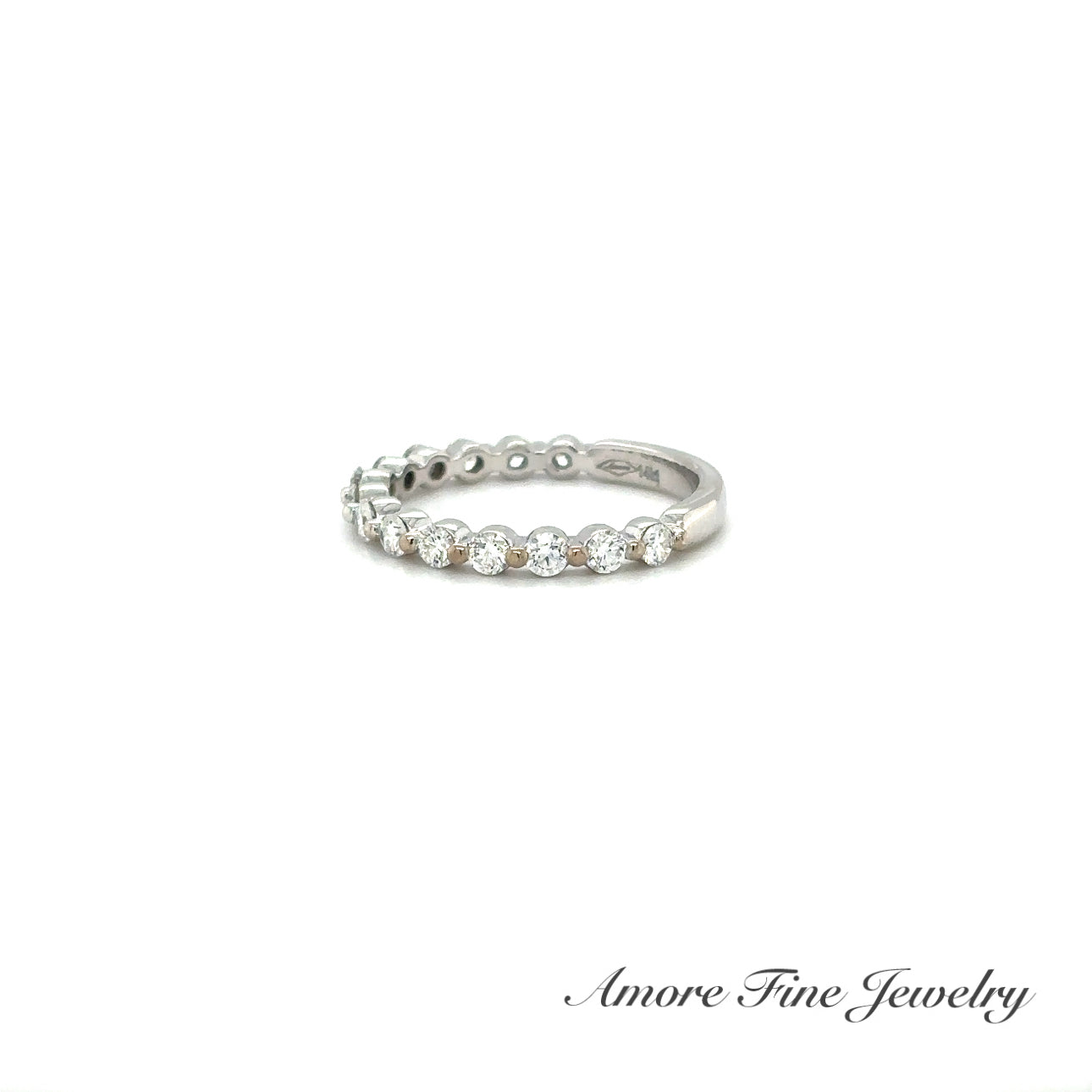 Shared Single Prong White Gold Wedding Ring