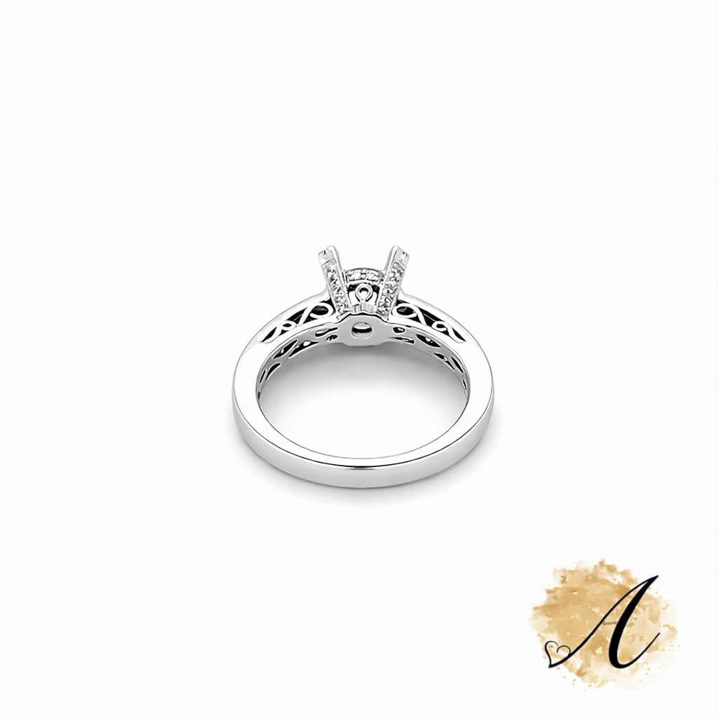 Diamond Engagement Ring Setting With Scroll Sides – Amore Fine Jewelry