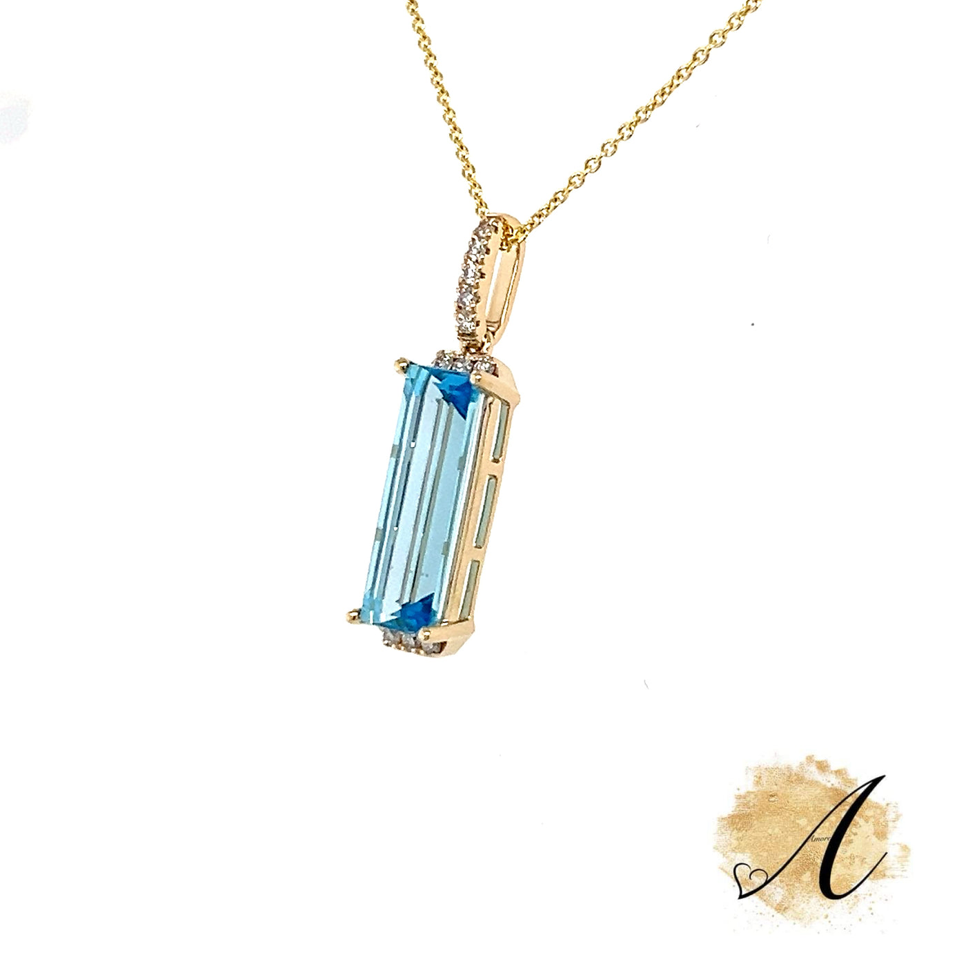 Elongated Blue Topaz Pendant