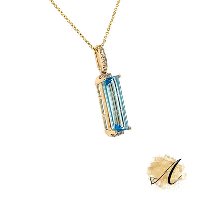Elongated Blue Topaz Pendant