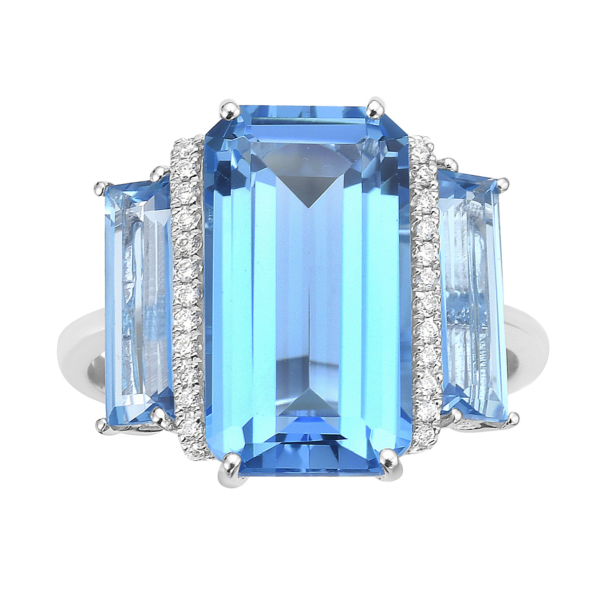 Blue Topaz and Diamond Ring
