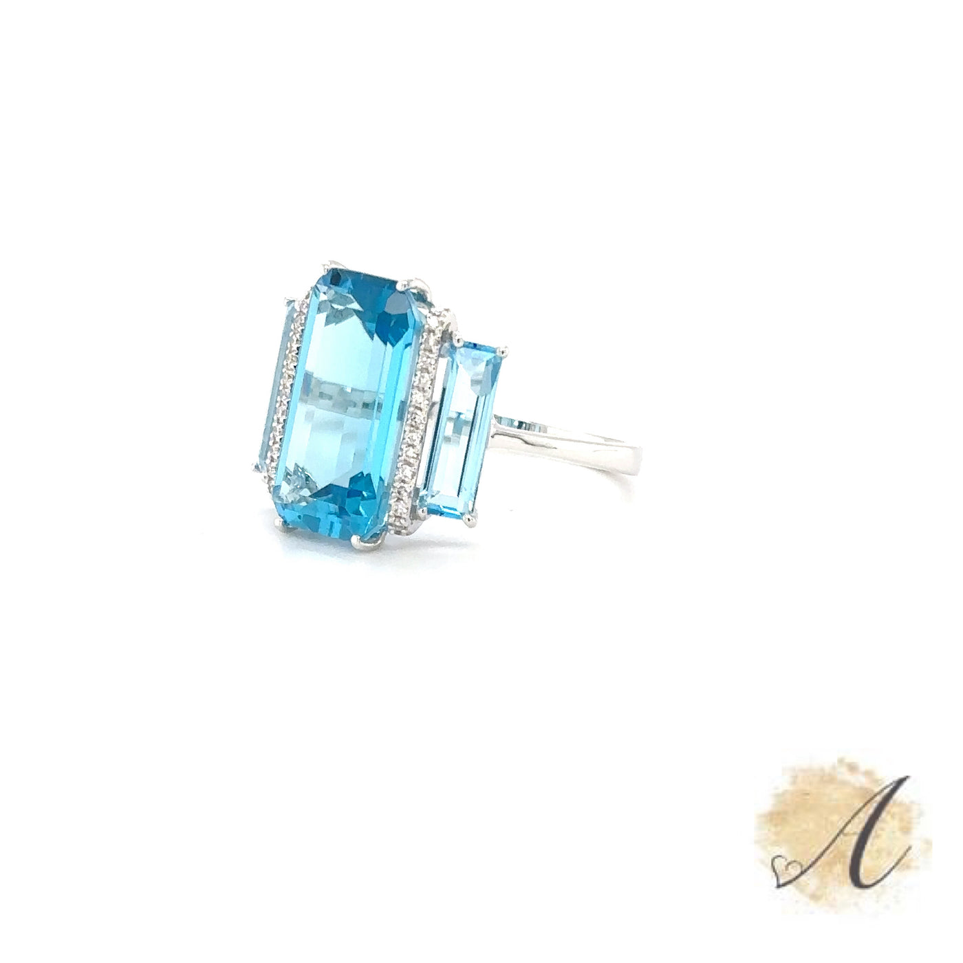 Blue Topaz and Diamond Ring