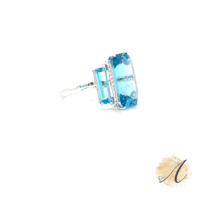 Blue Topaz and Diamond Ring