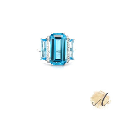 Blue Topaz and Diamond Ring