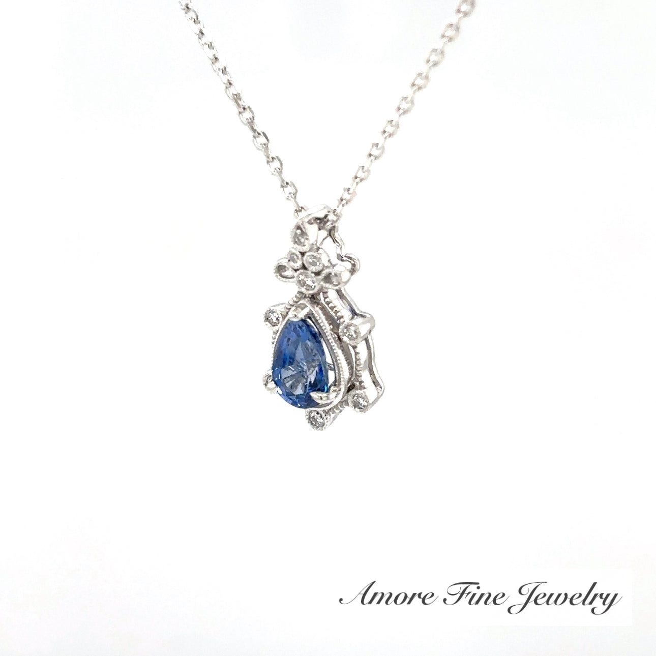 Ornate Sapphire Diamond Pendant