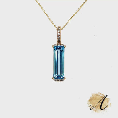 Elongated Blue Topaz Pendant