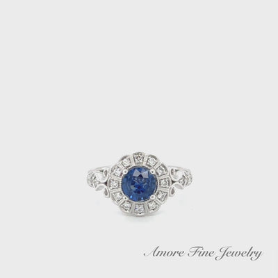 Ornate Sapphire Diamond Ring