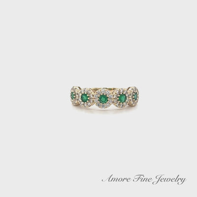 Fancy Emerald Multi Halo Ring