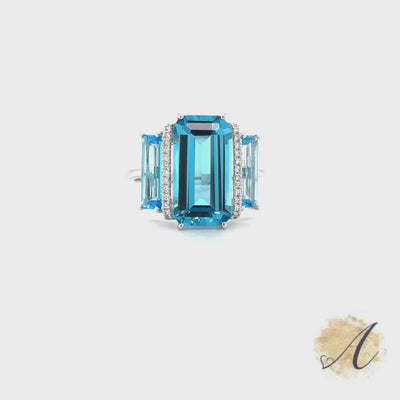 Blue Topaz and Diamond Ring