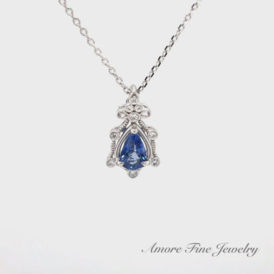 Ornate Sapphire Diamond Pendant