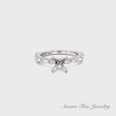 Unique Oval Bar Set Diamond Engagement Ring