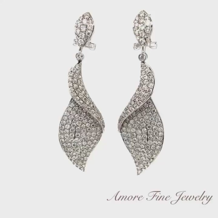 Pave Diamond Earrings In 14kt White Gold