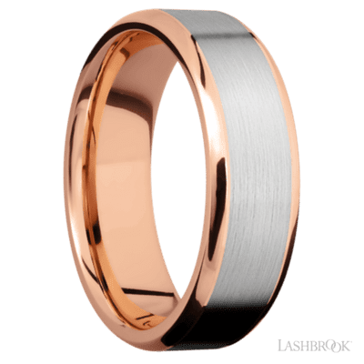 Rose Gold With a Center Inlay Men's Wedding Band