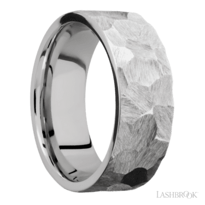 14kt White Gold Rock Men's Wedding Band