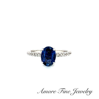 Genuine Sapphire & Diamond Engagement Ring