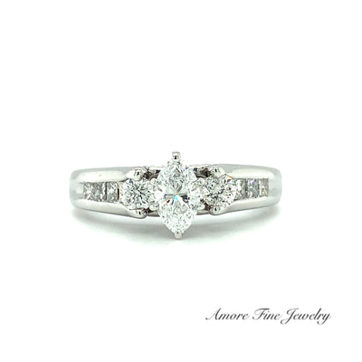 Estate, 1.25 Carat Total Marquise Diamond Engagement Ring