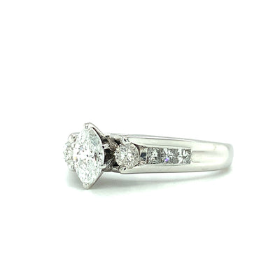 Estate, 1.25 Carat Total Marquise Diamond Engagement Ring