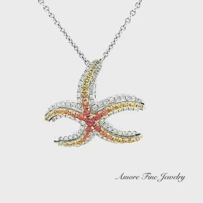 Cherie Dori Multi Color Sapphire & Diamond Starfish Pendant