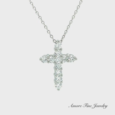Shared Prong Diamond Cross Pendant