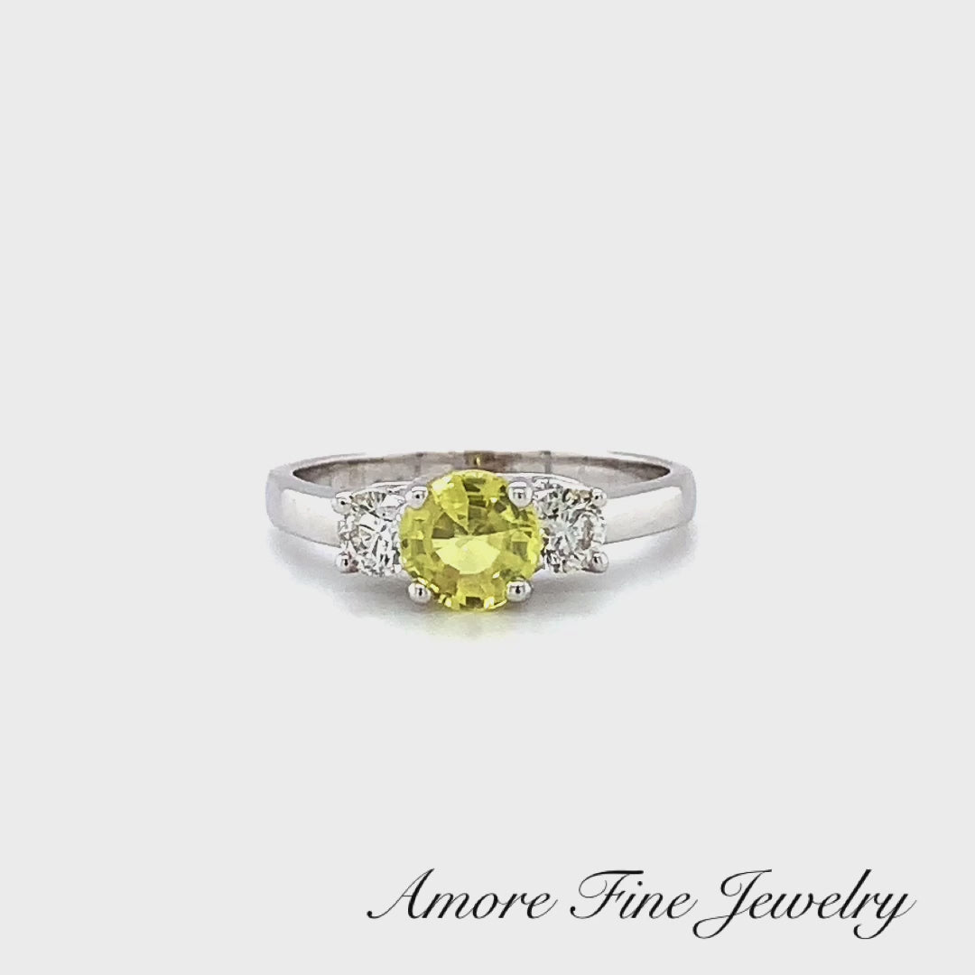 Genuine Yellow Sapphire Diamond Engagement Ring