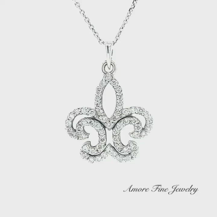 Fleur de lis Diamond Pendant In White Gold