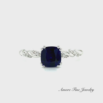 Fine Royal Blue Ceylon Sapphire Engagement Ring