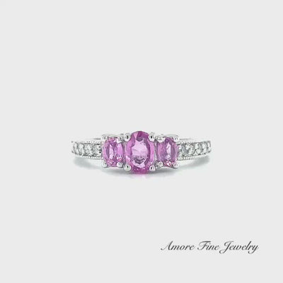 Pink Sapphire & Diamond  Women's Ring