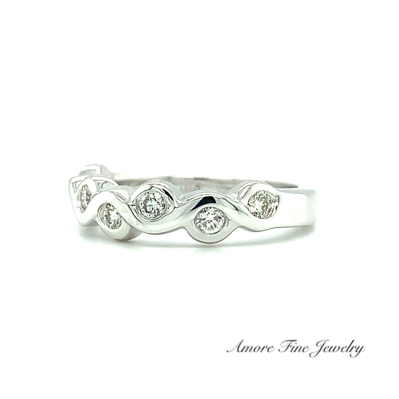 Wavy Style Diamond Wedding Ring