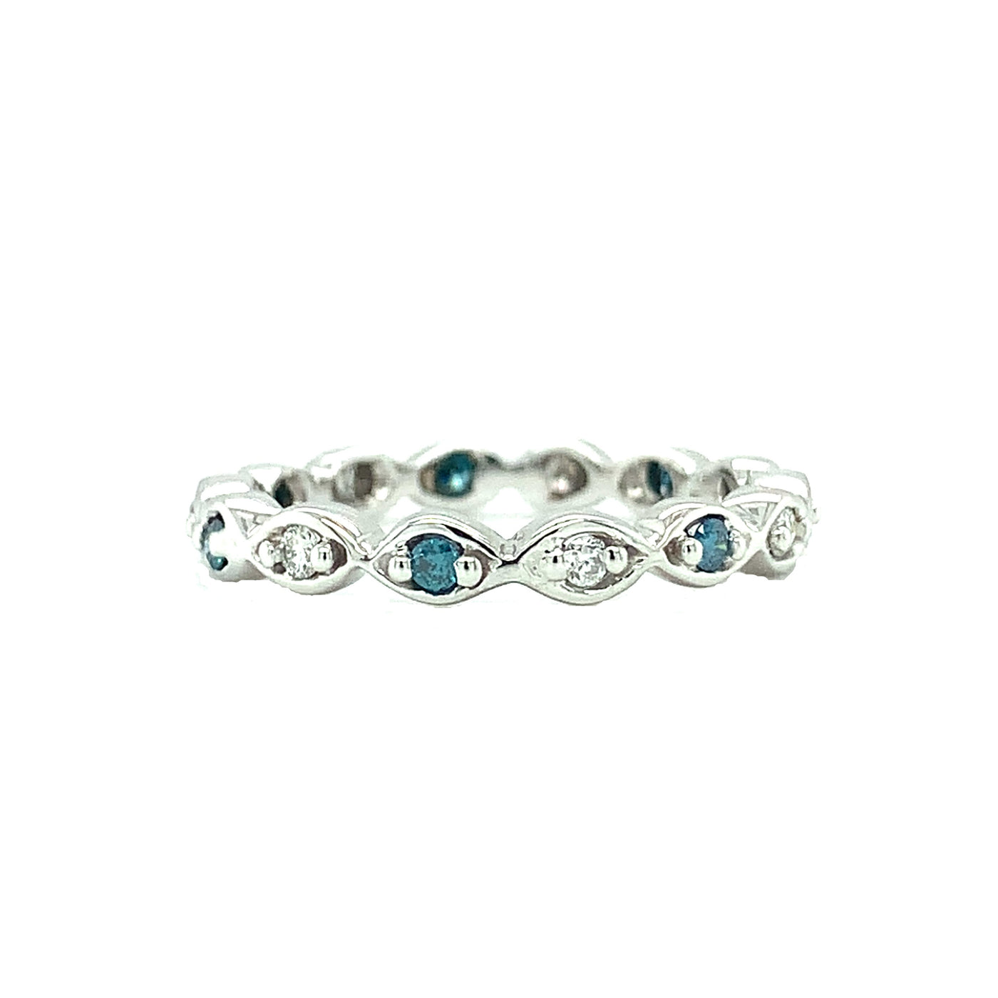 Eternity Teal & White Diamond Wedding Band