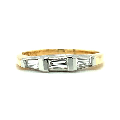 Platinum and 18kt Yellow Gold Baguette Wedding Band