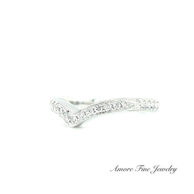Chevron Style Bead Set Diamond Wedding Ring