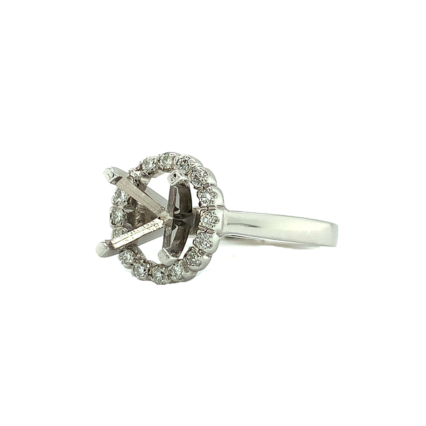 Halo Diamond Engagement Ring Setting In 14kt White Gold