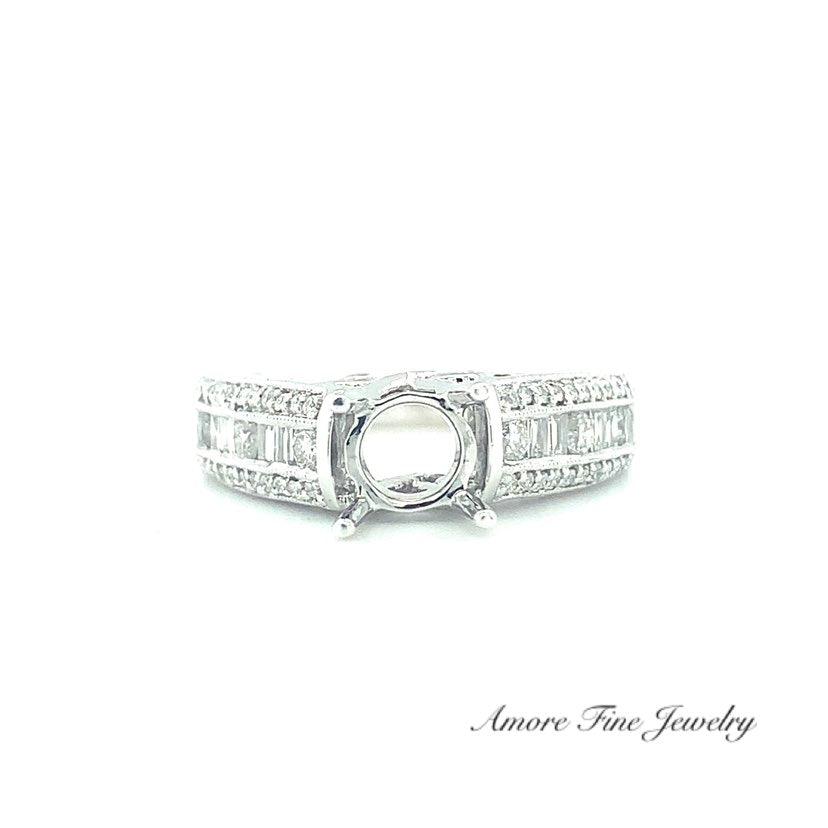 Baguette Diamond Engagement Ring Setting In 14kt White Gold