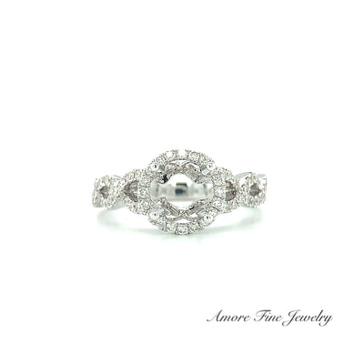 Halo Diamond Engagement Ring Setting In 18kt White Gold