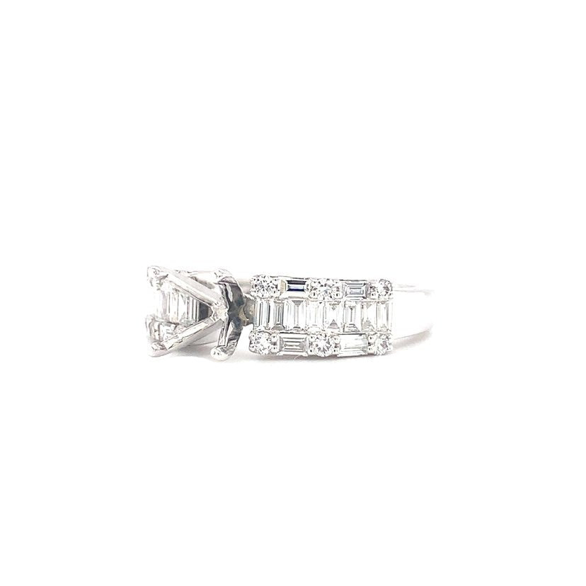 Baguette Diamond Engagement Ring Setting In 18kt White Gold