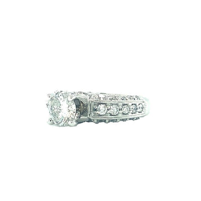 Round Diamond Engagement Ring In 14kt White Gold