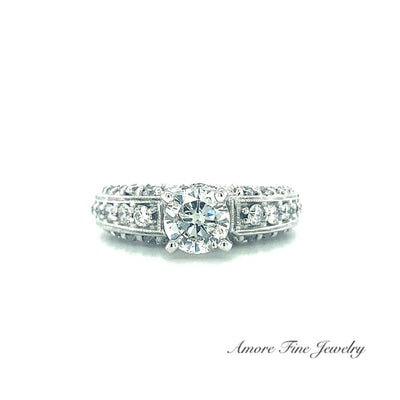 Round Diamond Engagement Ring In 14kt White Gold