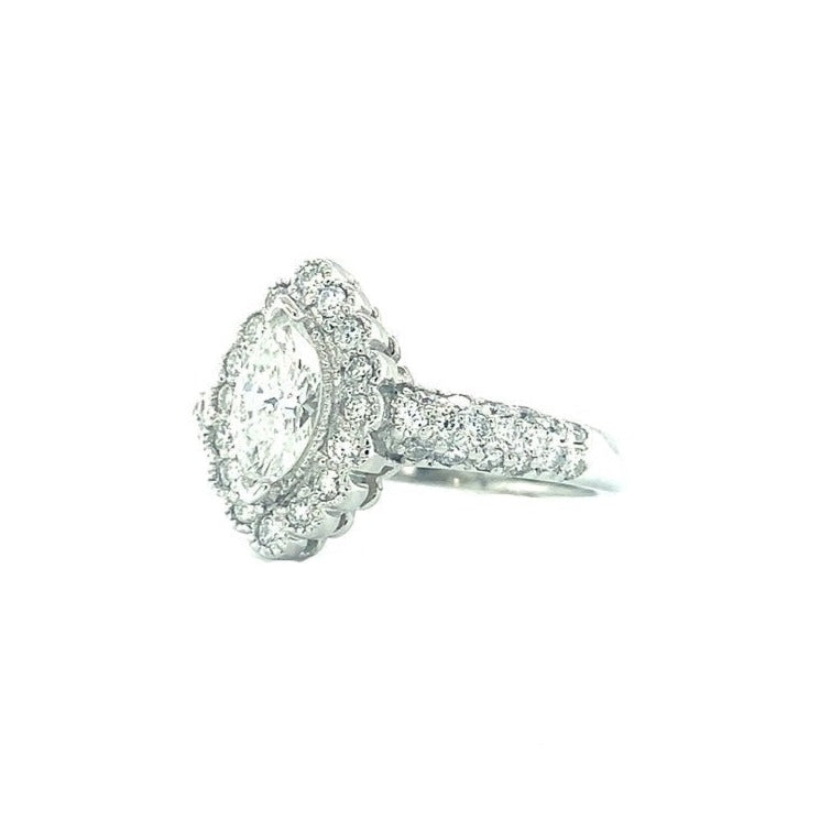 Marquise Shape Diamond Engagement Ring With a Halo