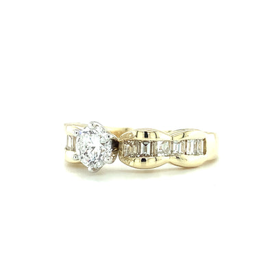 Round & Baguette Diamond Engagement Ring
