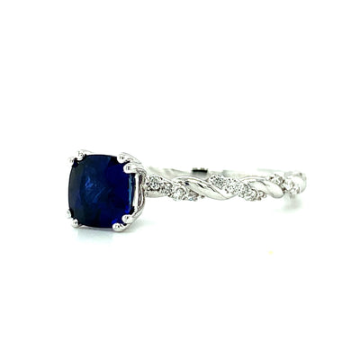 Fine Royal Blue Ceylon Sapphire Engagement Ring